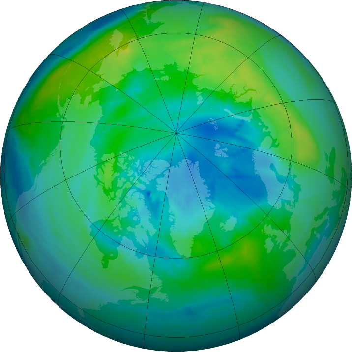 Arctic ozone map for 07 October 2015